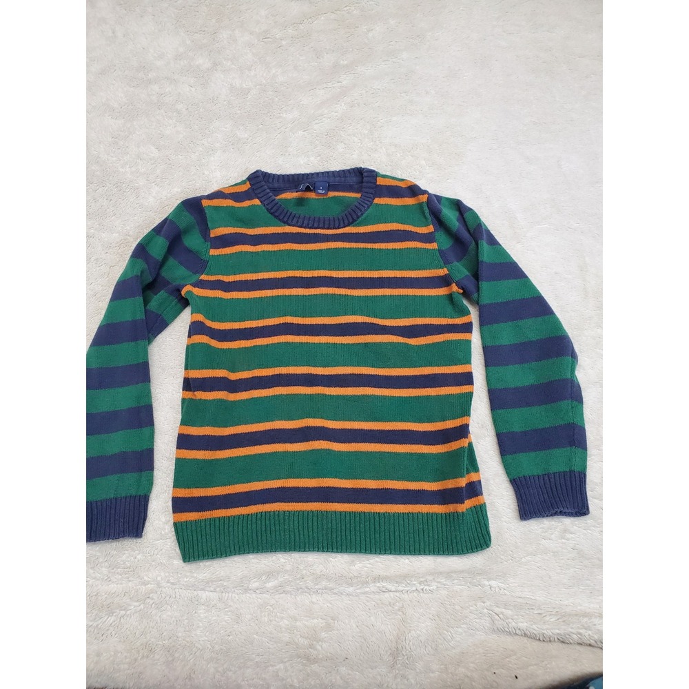 Janie and Jack Green Blue Striped Casual Classic Cotton‎ Knit Sweater Boy Kid 8